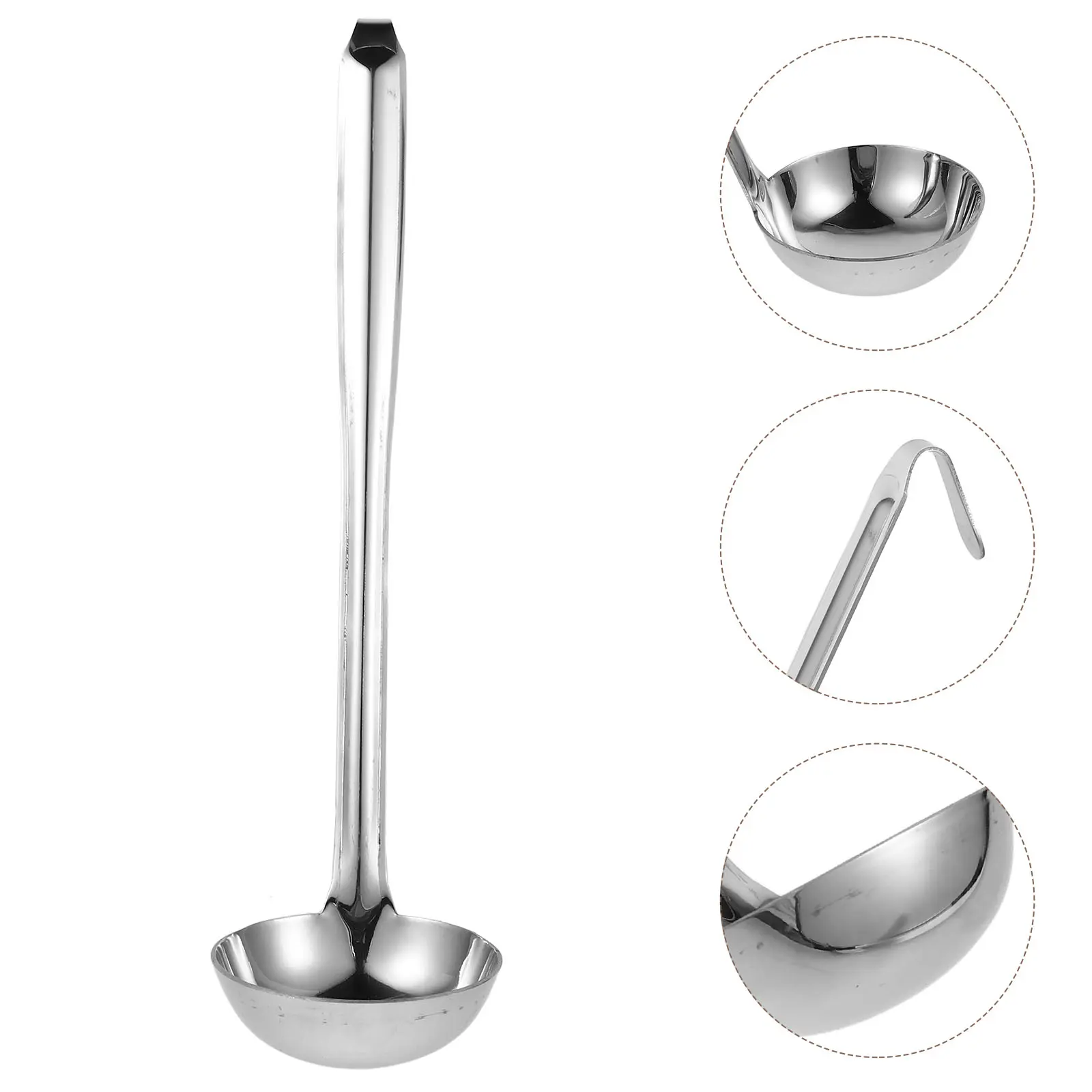 Spoon with Hook Ladle Colander Metal Soup Spoons Long Stainless Steel Ladles for Serving