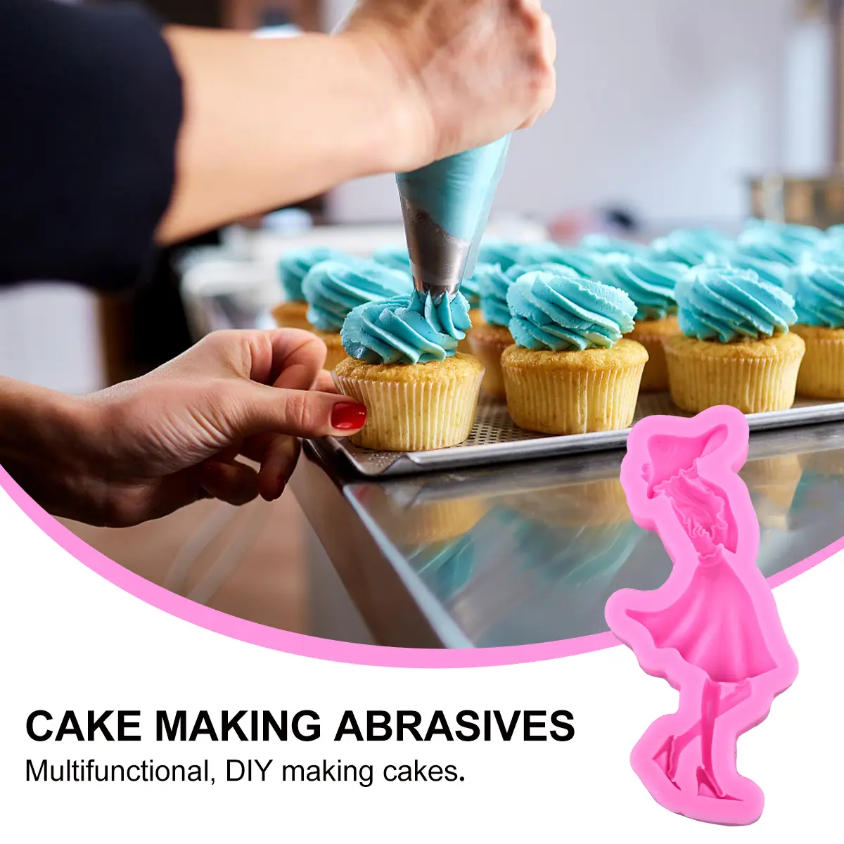 DIY Cake Silicone Baking Molds Pink Girl Child Chocolate Ice Cubes Fondant Diy Cake Baking Molds Reusable Oven Safe
