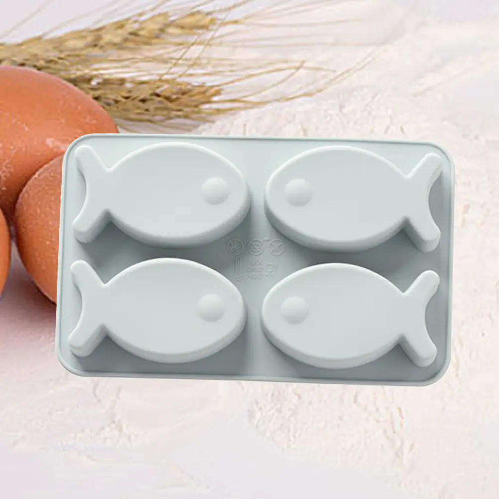 4 Grids Ice Tray Mold Chocolate Baking Molds for Cakes Cupcake Cube Trays Cute Kitchen Accessories Fish