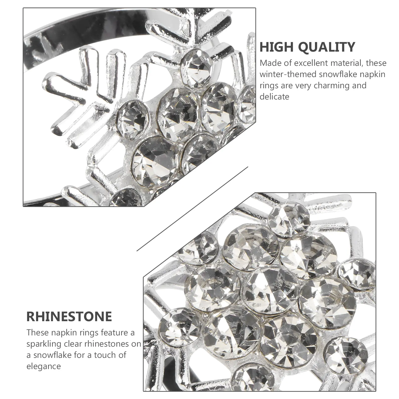 6 Pcs Napkin Rings Silver Metal Decorative Table Accessories Christmas Party Wedding Dinner Holiday Table Setting Kitchen Bar