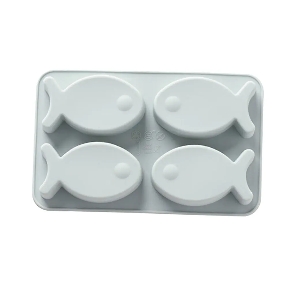 4 Grids Ice Tray Mold Chocolate Baking Molds for Cakes Cupcake Cube Trays Cute Kitchen Accessories Fish