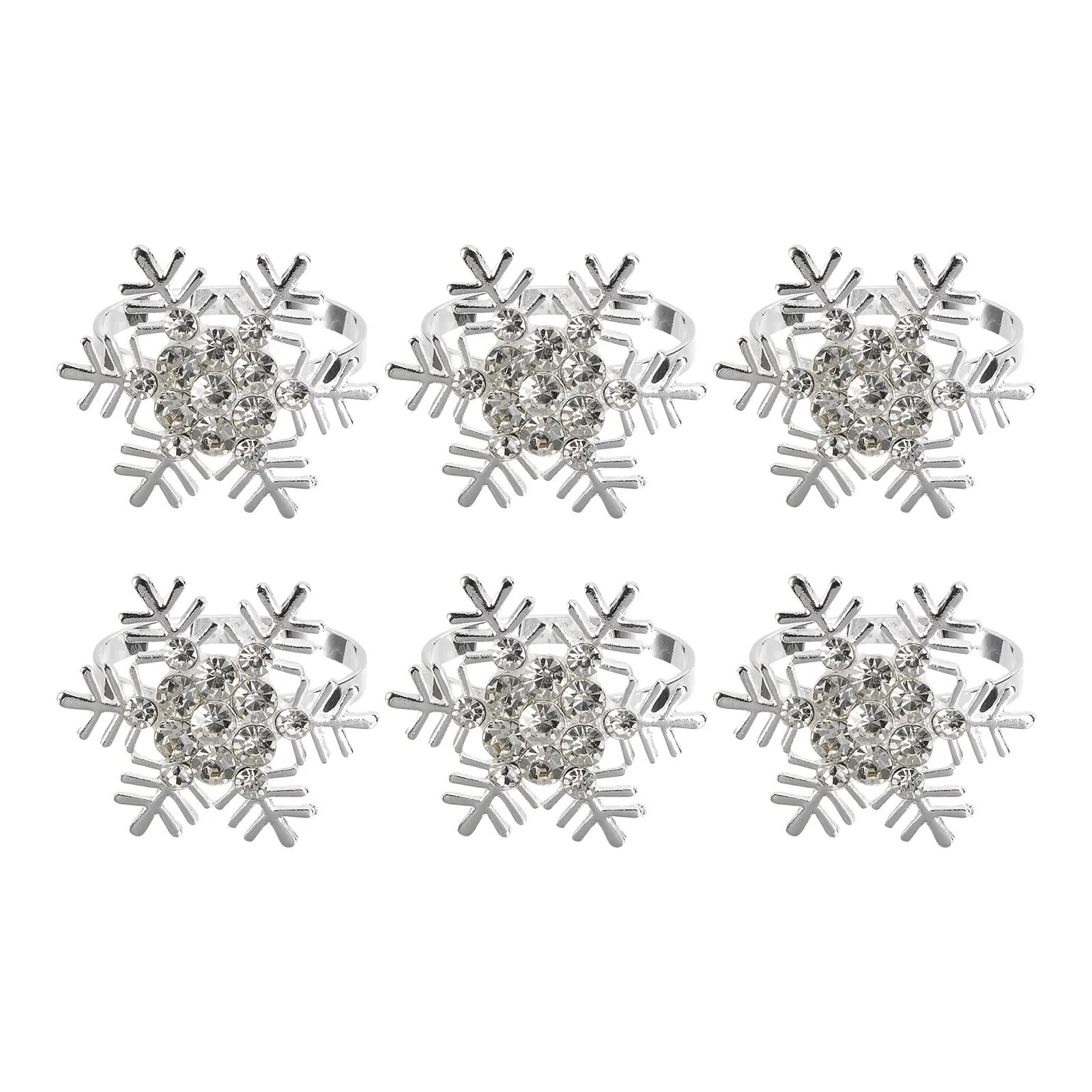 6 Pcs Napkin Rings Silver Metal Decorative Table Accessories Christmas Party Wedding Dinner Holiday Table Setting Kitchen Bar