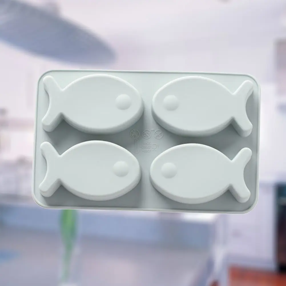 4 Grids Ice Tray Mold Chocolate Baking Molds for Cakes Cupcake Cube Trays Cute Kitchen Accessories Fish