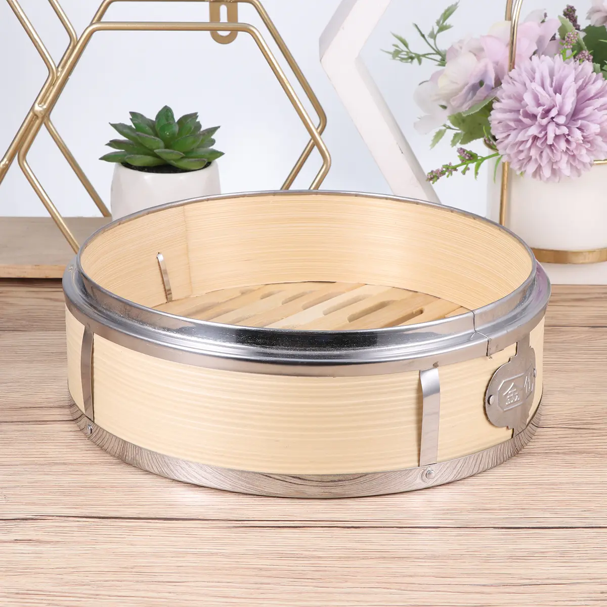 Bamboo Steamer Stainless Steel Banding Food Kitchen Wooden with Cover Practical Eco Friendly Safe Steam Stuffed Buns