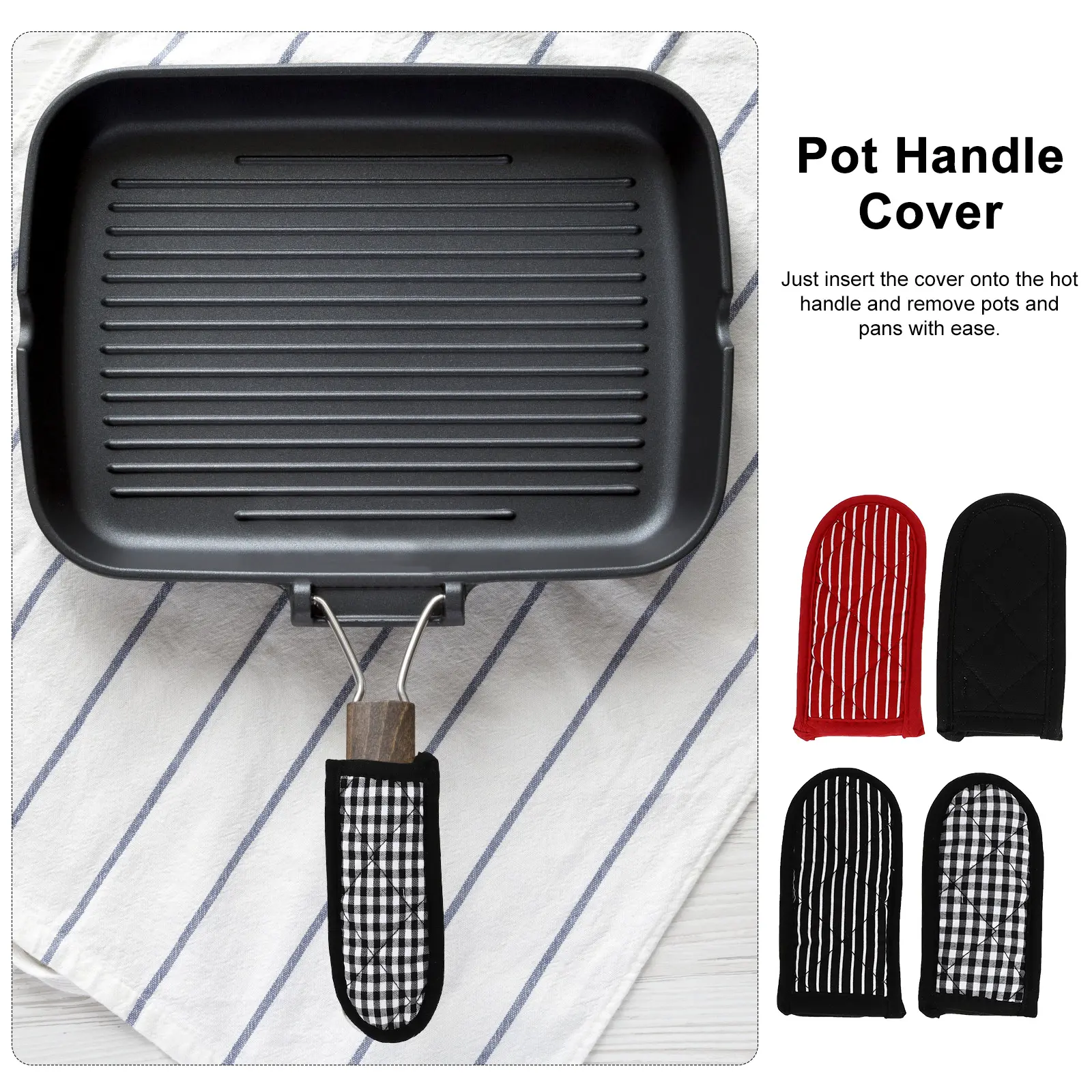 4pcs Heat Resistant Pot H Covers Cotton Anti Scalding Kitchen Tool Pan Grip Sleeve Easy Clean Wear Resistant Smooth