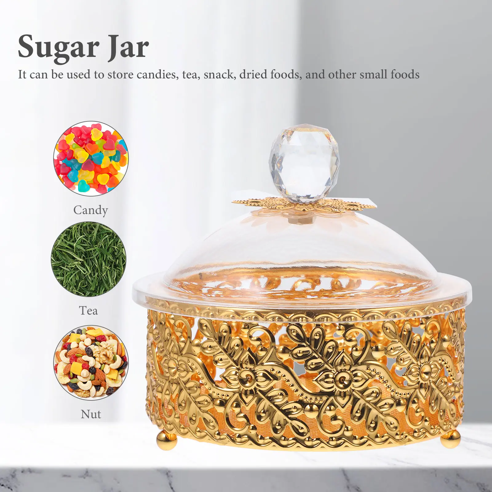 Rustic Kitchen Decor Sugar Jar Snacks Container Spice Storage Bowl Tea Coffee Canister Palace Style Jars Lids Storage