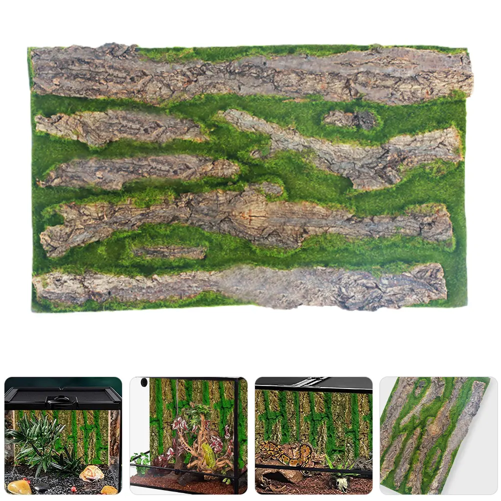 3D Aquarium Background Fish Tank Decorative Rock Panel Reptile Tank Habitat Simulated Bark Background Terrarium Decorative Panel