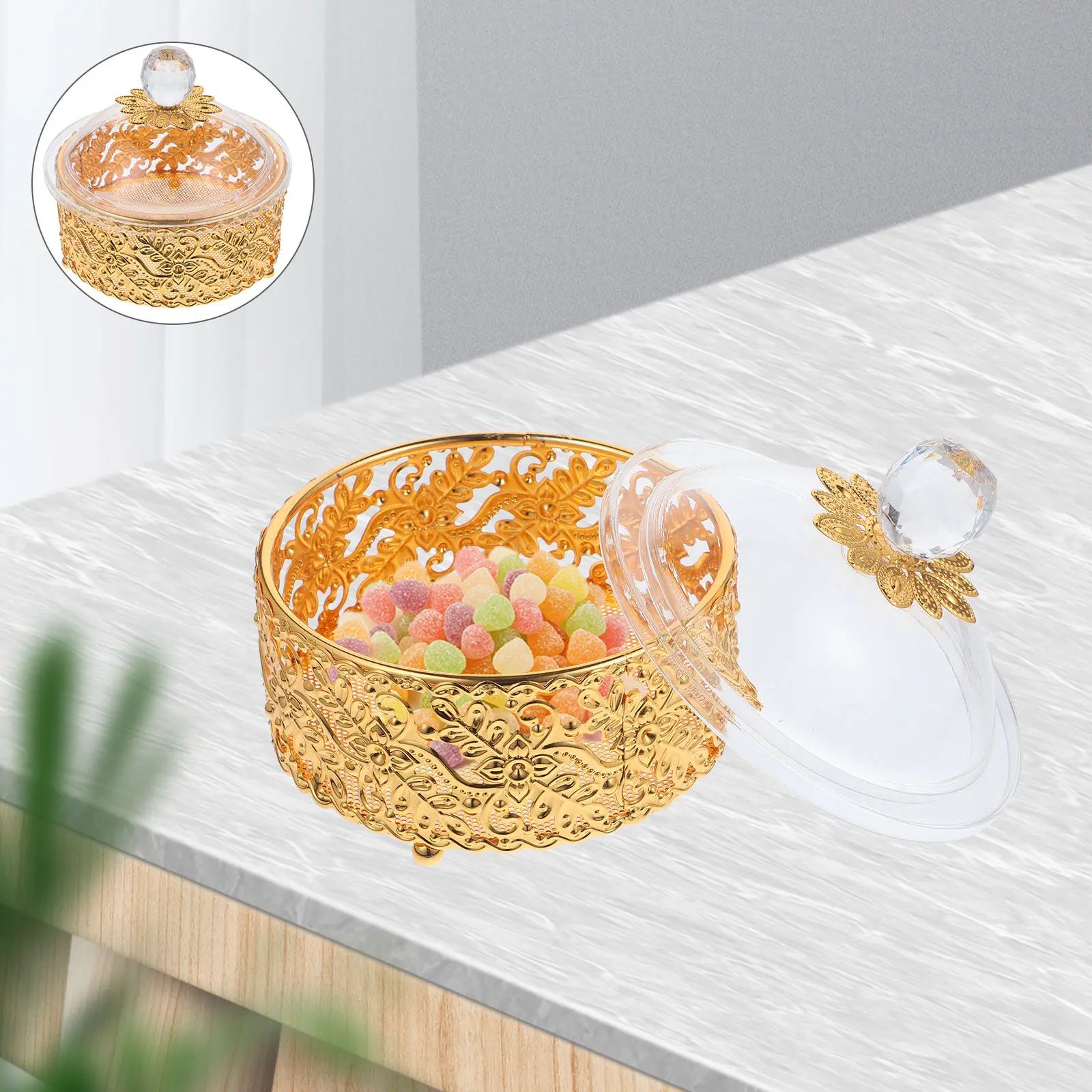 Rustic Kitchen Decor Sugar Jar Snacks Container Spice Storage Bowl Tea Coffee Canister Palace Style Jars Lids Storage