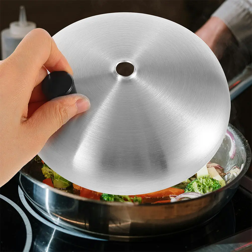 2pcs Pot Cover Stainless Steel Frying Pan Lid High Temperature Resistance Easy Clean Universal Size Kitchen Cookware Parts