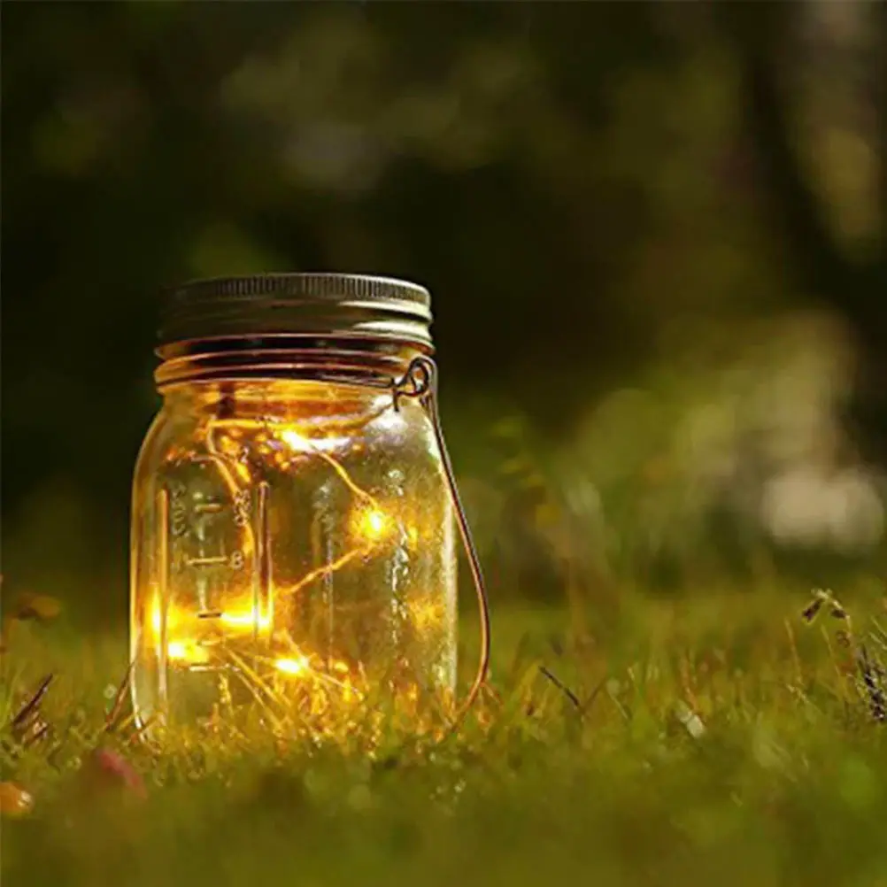 Jar Lid Lights Fairy Solar Lids Led Garden Crack for outside Hanging Outdoor