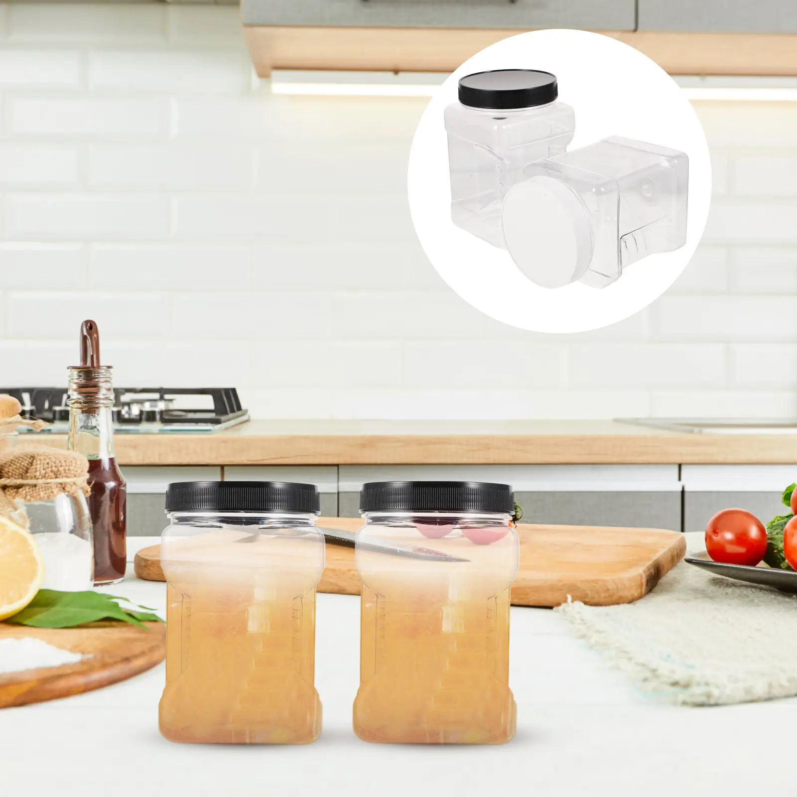 6pcs Plastic Bottles Transparent Kitchen Containers Food Storage Jars Honey Spice Beads Baby Food Storage Suitable For