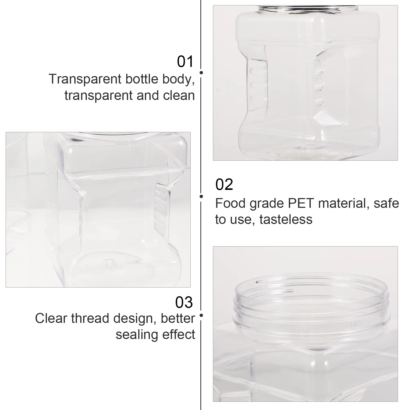 6pcs Plastic Bottles Transparent Kitchen Containers Food Storage Jars Honey Spice Beads Baby Food Storage Suitable For