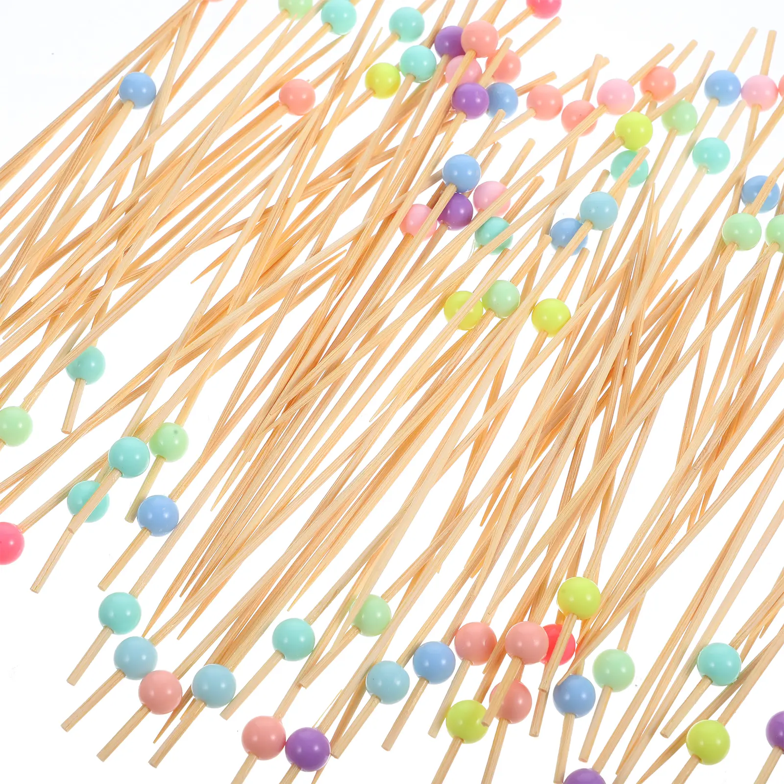 100pcs Bamboo Fruit Picks Cocktail Sticks Decorative Appetizer Dessert Eating Snacks Party Wedding Decoration ToolsFruitBamboo