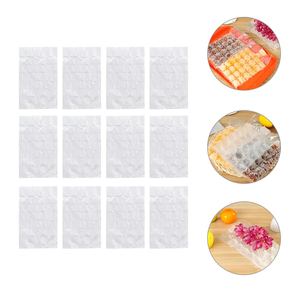 120pcs Ice Cube Bags Disposable Molds Tray Lids SelfSeal Freezing Party Kitchen Bar Tools Cold Drinks