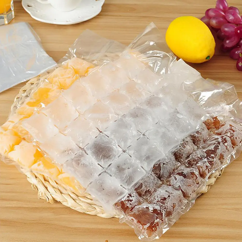 120pcs Ice Cube Bags Disposable Molds Tray Lids SelfSeal Freezing Party Kitchen Bar Tools Cold Drinks