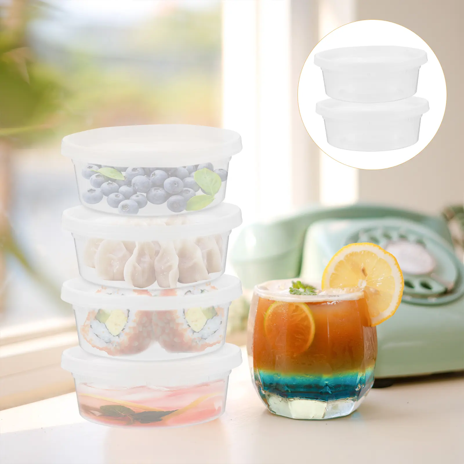 20 Pcs Food Storage Containers with Lids Portion Cups Condiment Box Plastic Pp Meal Prep Sauce Small