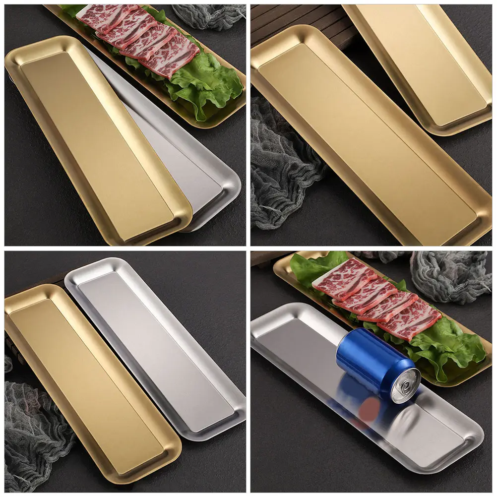 Stainless Steel Sushi Plate Practical Japanese Restaurant Party Family Dinner Simple Style Sushi Plates Home Hotel