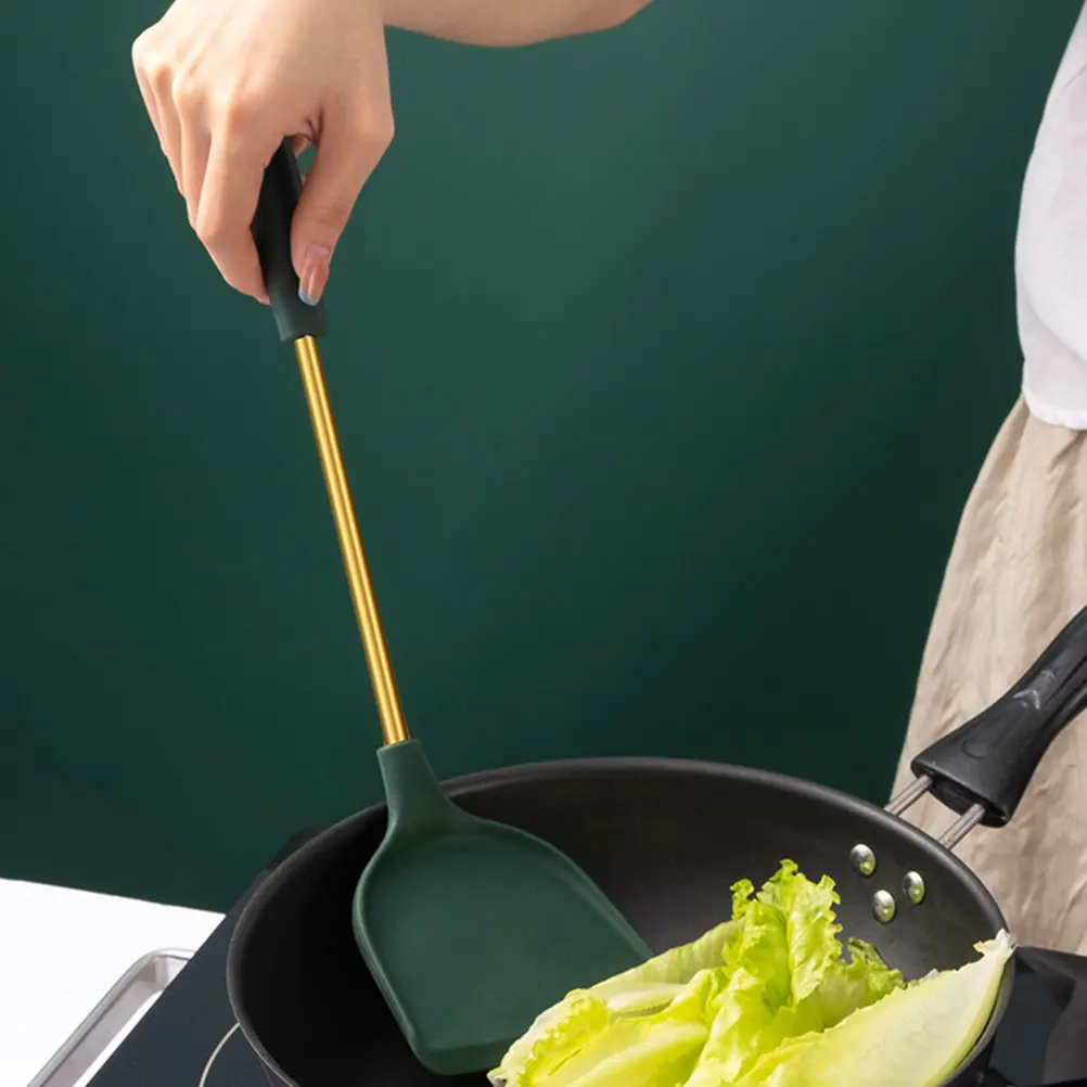 Silicone Kitchenware Utensils Set Stainless Steel Cooking Wok Tools Stir Fry Spoon Practical Kitchen Gadgets Cookware