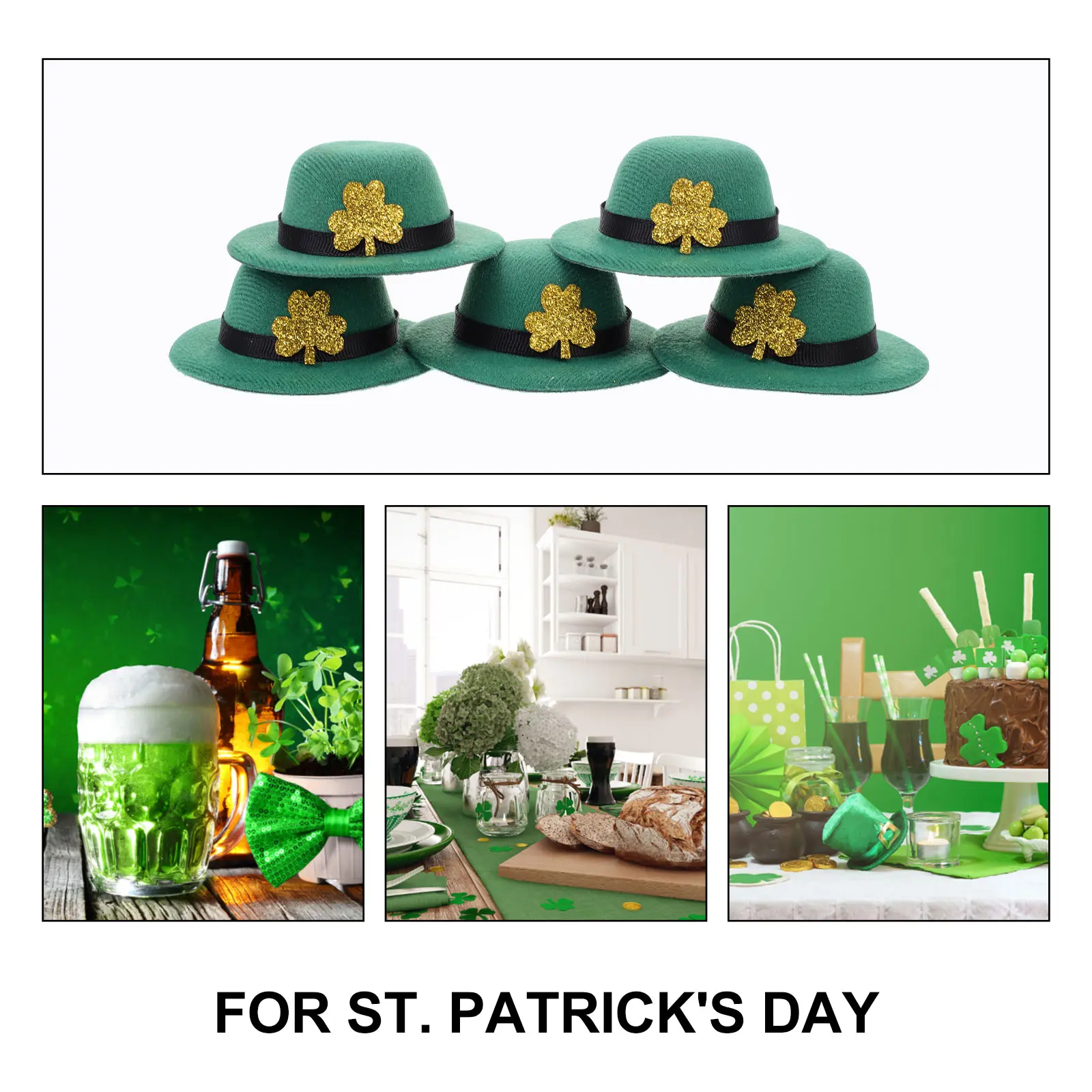 5pcs Bottle Caps EVA Bottle Caps Brushed Cloth Mini Hats Party Props Decorative St Patrick Theme