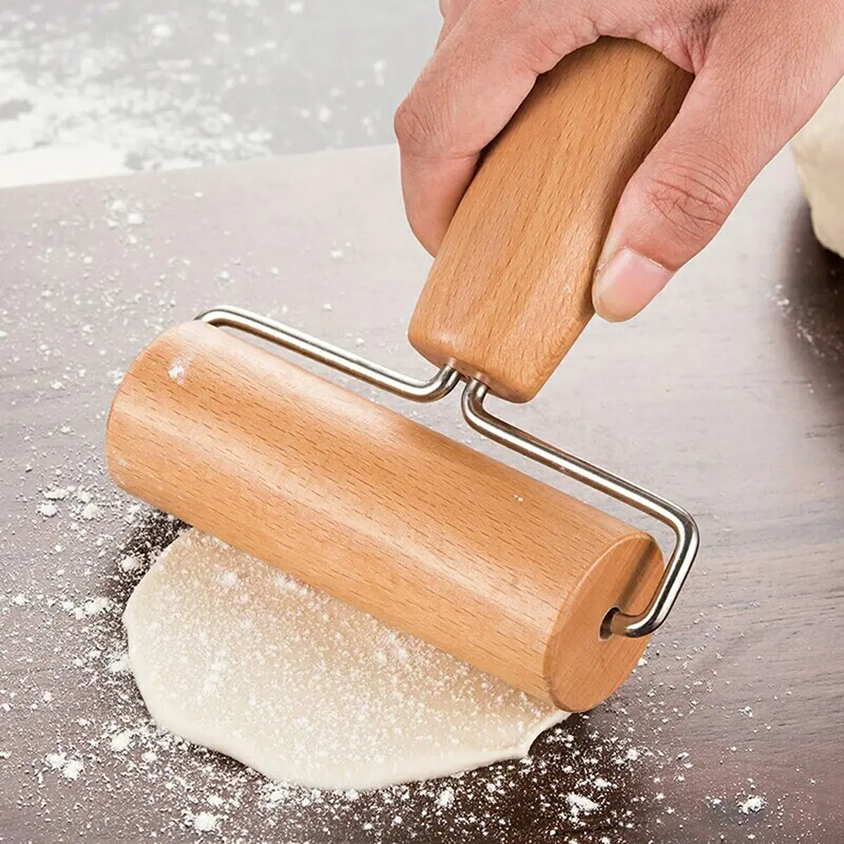 Wooden Rolling Pin for Baking Nonstick Lightweight Dough Roller Consistent Thickness Perfect Portable Easy Clean