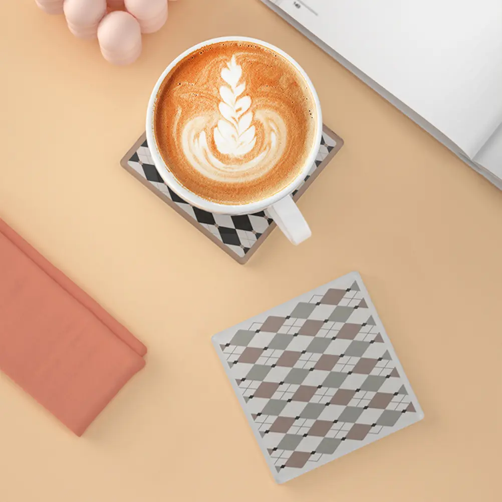 Heat Insulated Placemat Retro Black White Rhombus Coaster Mat Mold Resistant Tableware Pad Anti Scald Dining Supplies