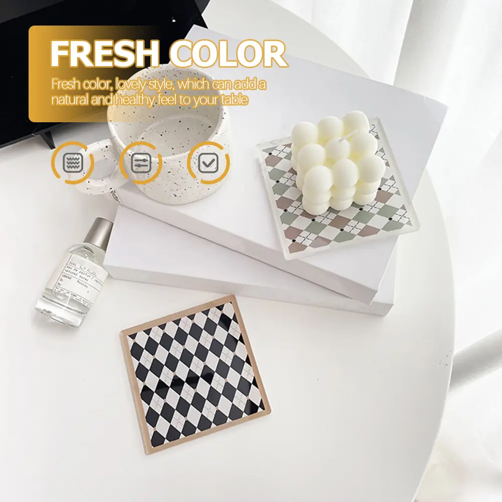 Heat Insulated Placemat Retro Black White Rhombus Coaster Mat Mold Resistant Tableware Pad Anti Scald Dining Supplies