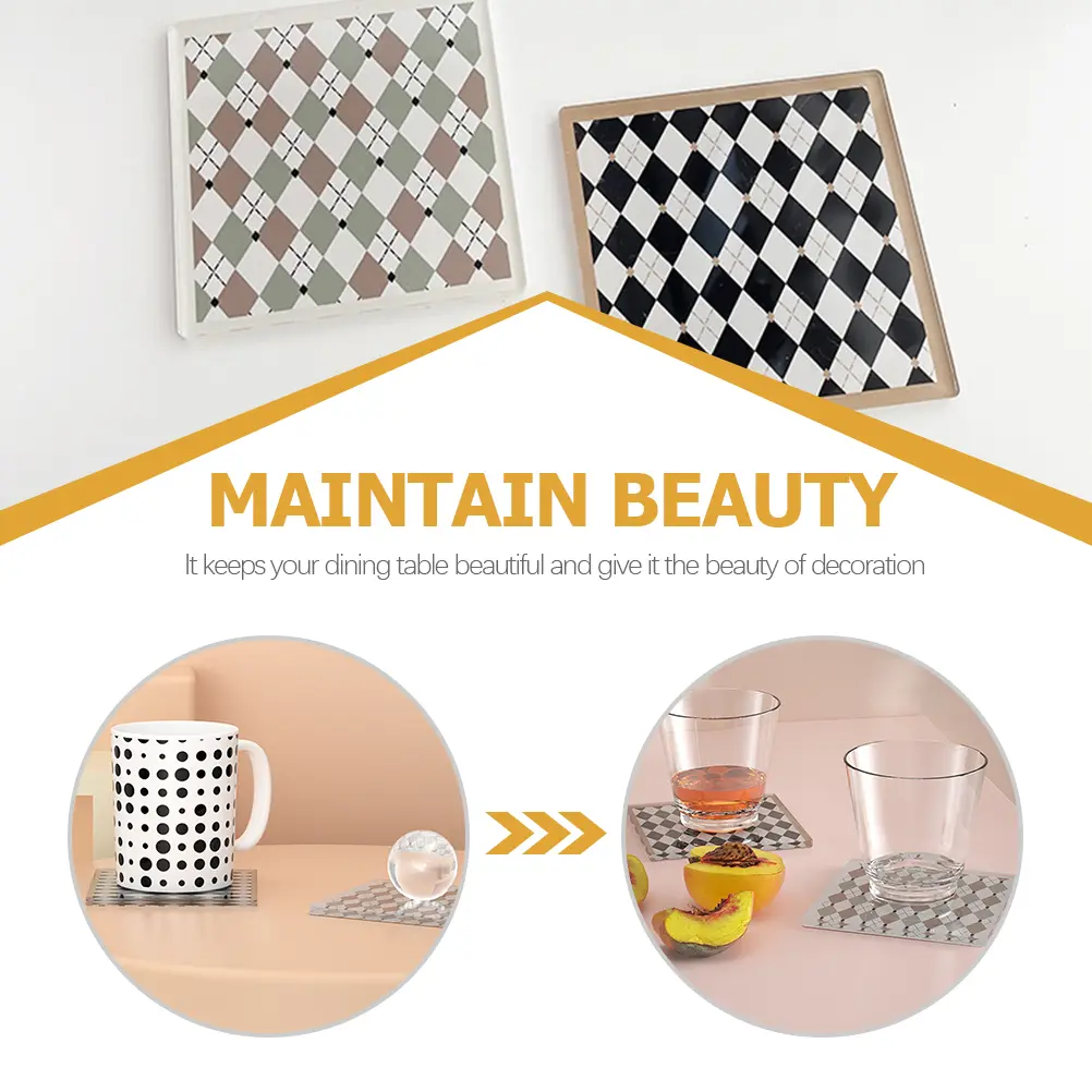 Heat Insulated Placemat Retro Black White Rhombus Coaster Mat Mold Resistant Tableware Pad Anti Scald Dining Supplies
