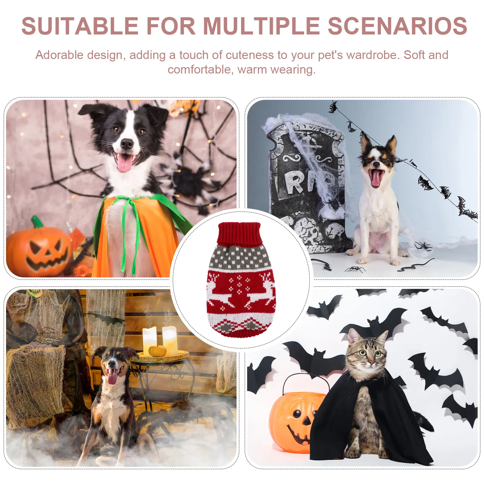 Christmas Pumpkin Sweater Dog Costume Party Puppy Winter Jacket Costumes Holiday Outfits Knitwear Man
