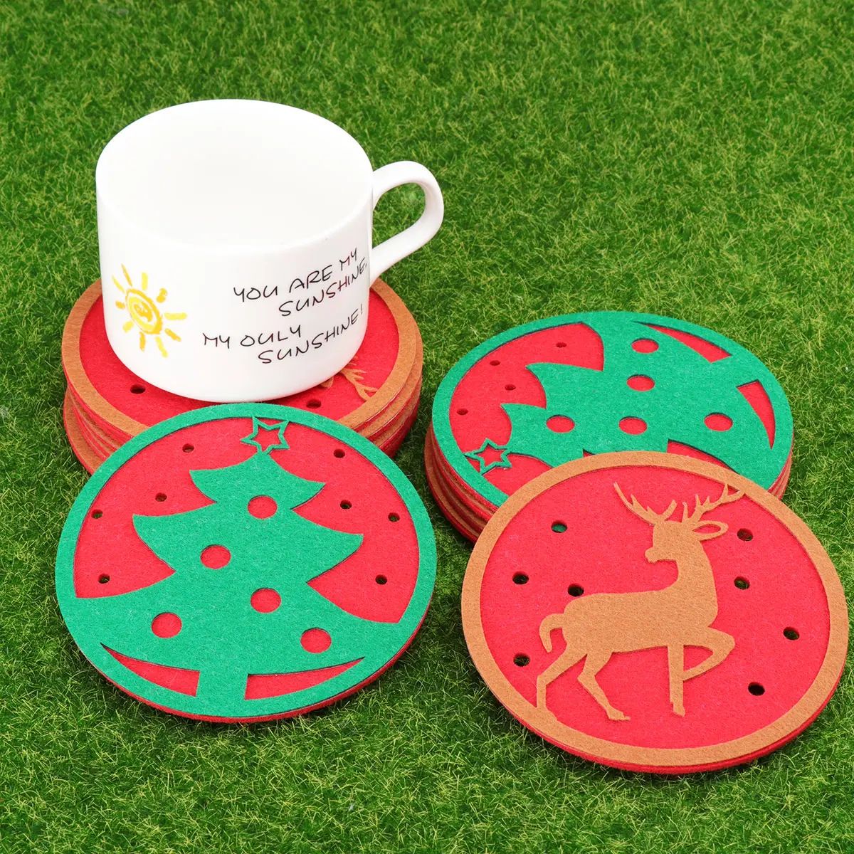 12pcs Coasters Felt Fabric Drink Mats for Home Office Bar Heat Resistant Slip Drink Coaster Proof Cup Place mats