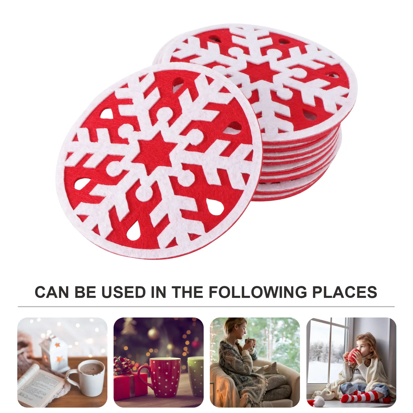 12pcs Coasters Felt Fabric Drink Mats for Home Office Bar Heat Resistant Slip Drink Coaster Proof Cup Place mats