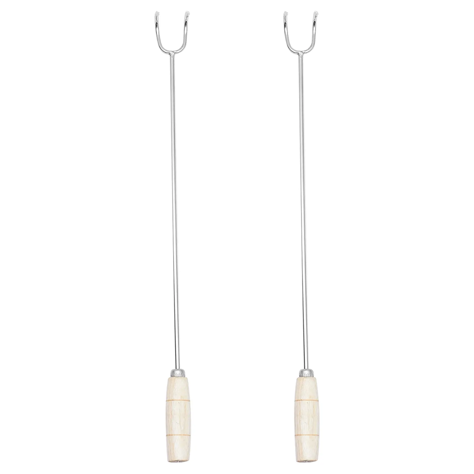 2pcs Stainless Steel Meat Hooks Durable Easy Insert Clean BBQ Roast Pork Ham Chicken Goose Kitchen Supplies Long Use