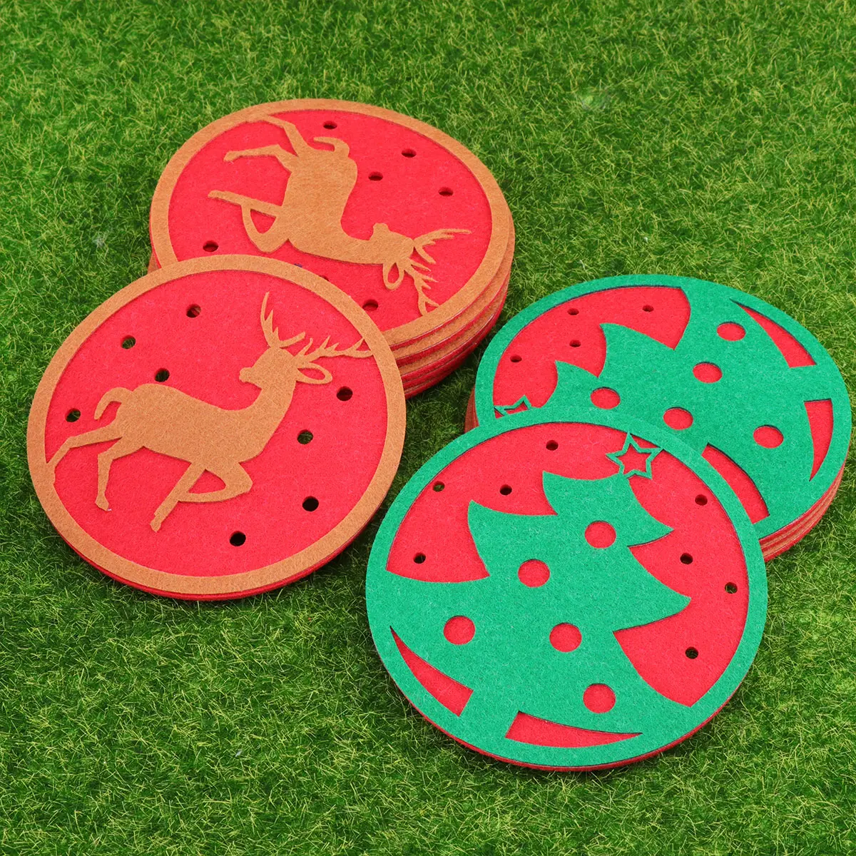 12pcs Coasters Felt Fabric Drink Mats for Home Office Bar Heat Resistant Slip Drink Coaster Proof Cup Place mats