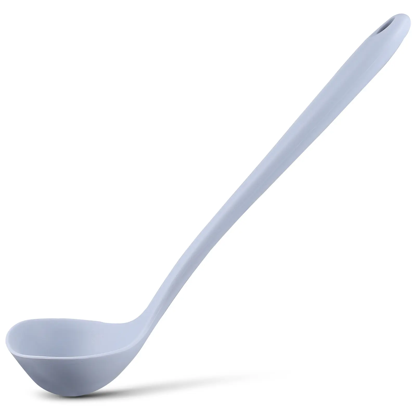 s Grey Silicone Soup Spoon Large Size Kitchen Tool Smooth Surface Easy Clean Ladle for Home Restaurant Asian Style
