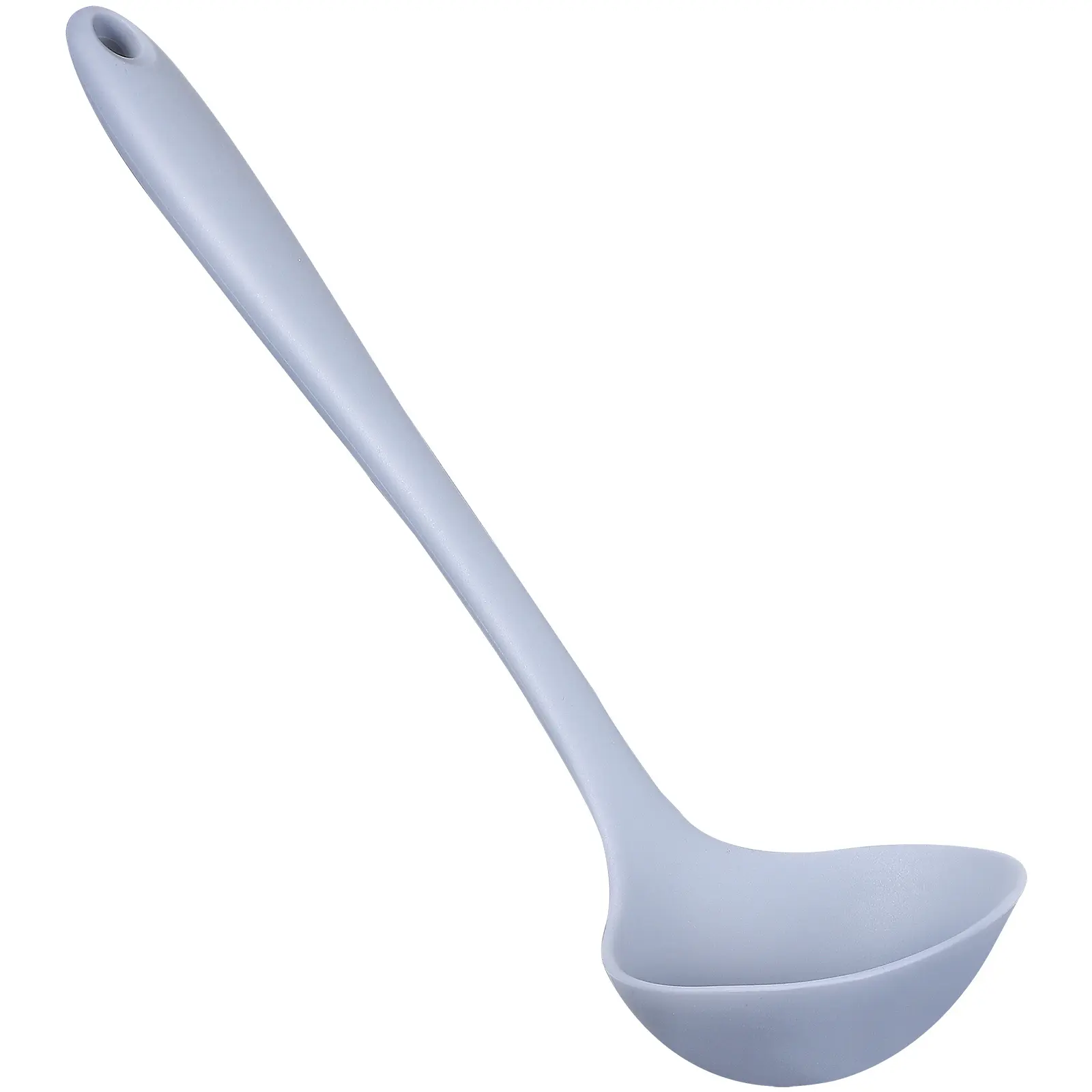 s Grey Silicone Soup Spoon Large Size Kitchen Tool Smooth Surface Easy Clean Ladle for Home Restaurant Asian Style