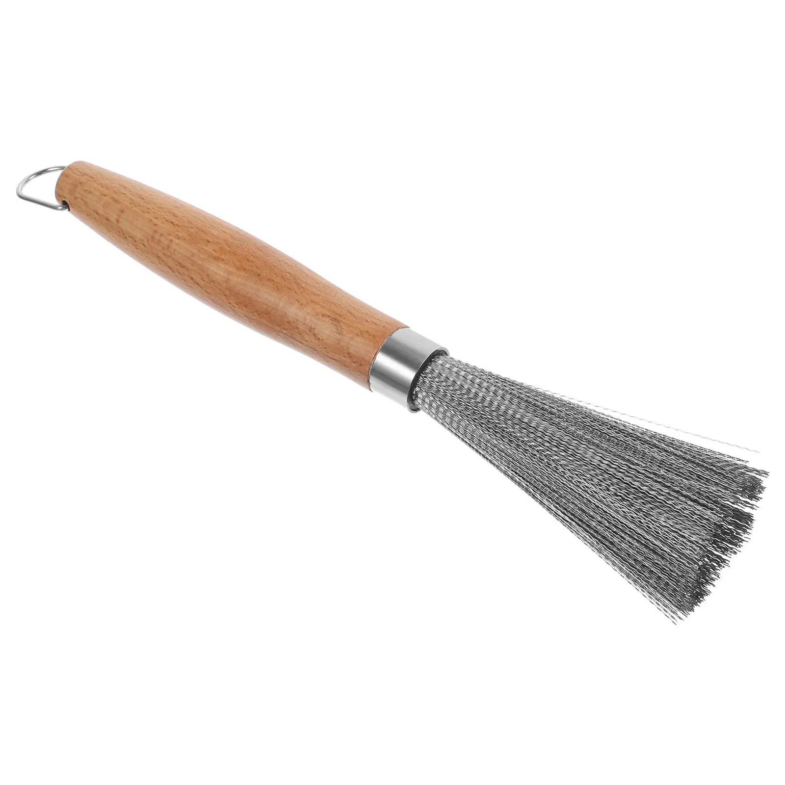 Wooden Handle Pot Brush Stainless Steel Scrubbers for Skillet Cleaning Kitchen Tools Multi Use Clean Dishes Pans Practical