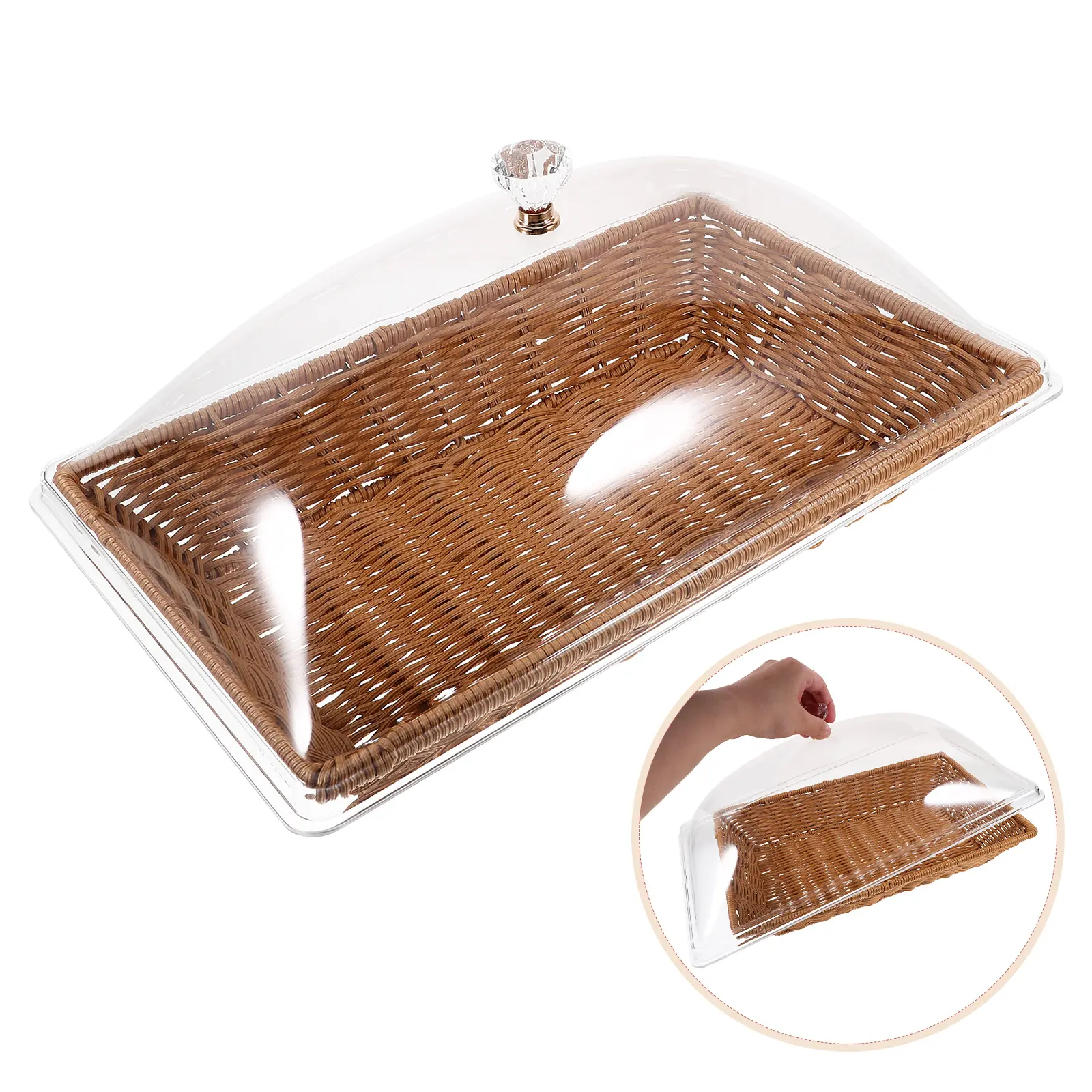 Food Fresh-keeping Basket Serving Bread Baskets for Table Artificial Imitation Rattan Tray Acrylic