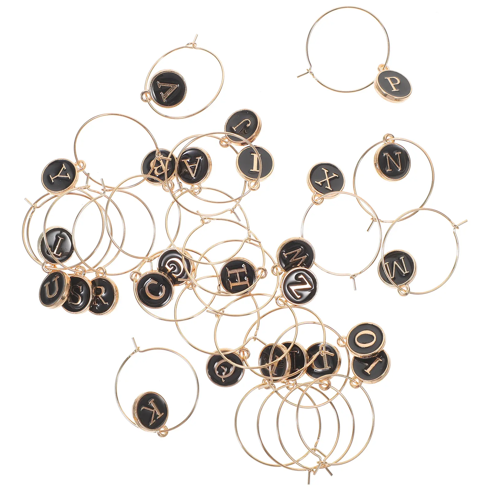 26pcs Goblet Labels Glass Markers Reusable Alloy Drink Charms Party Supplies Black