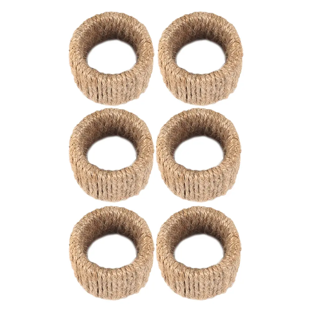 6 Pcs Napkin Rings Rustic Style Cloth Holders Rope Material Fall Theme Wedding Banquet Serviette Clasp Dining