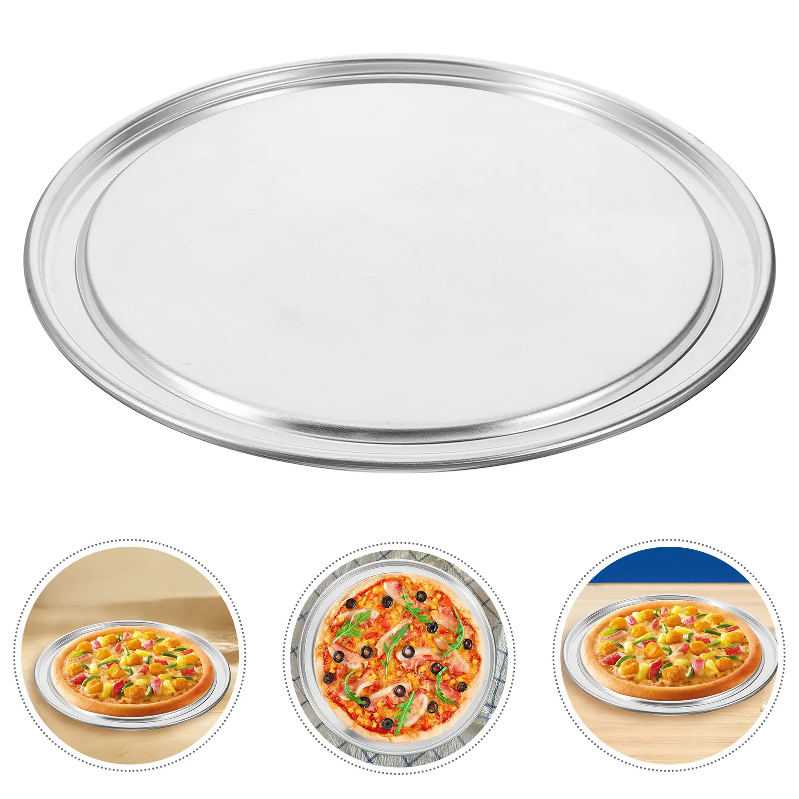 12 Inch Pizza Pan Lid Non stick Aluminum Alloy Baking Tray Cover for Oven Microwave Round Pans Accessories Metal Pie Trays