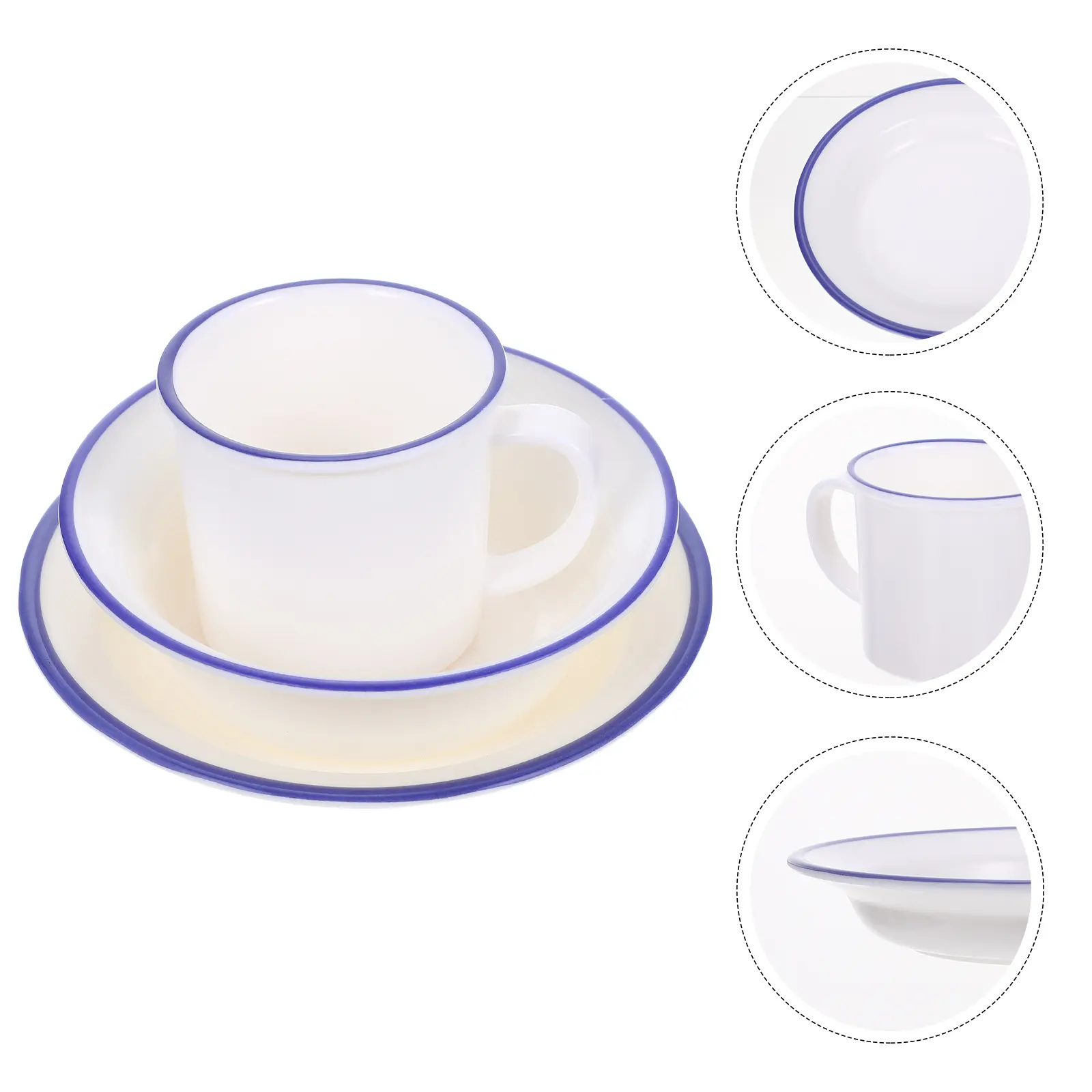 1 set Plate Cup Set White Melamine Practical Home Restaurant Decorative Tea Mug Plates Bowls Kit