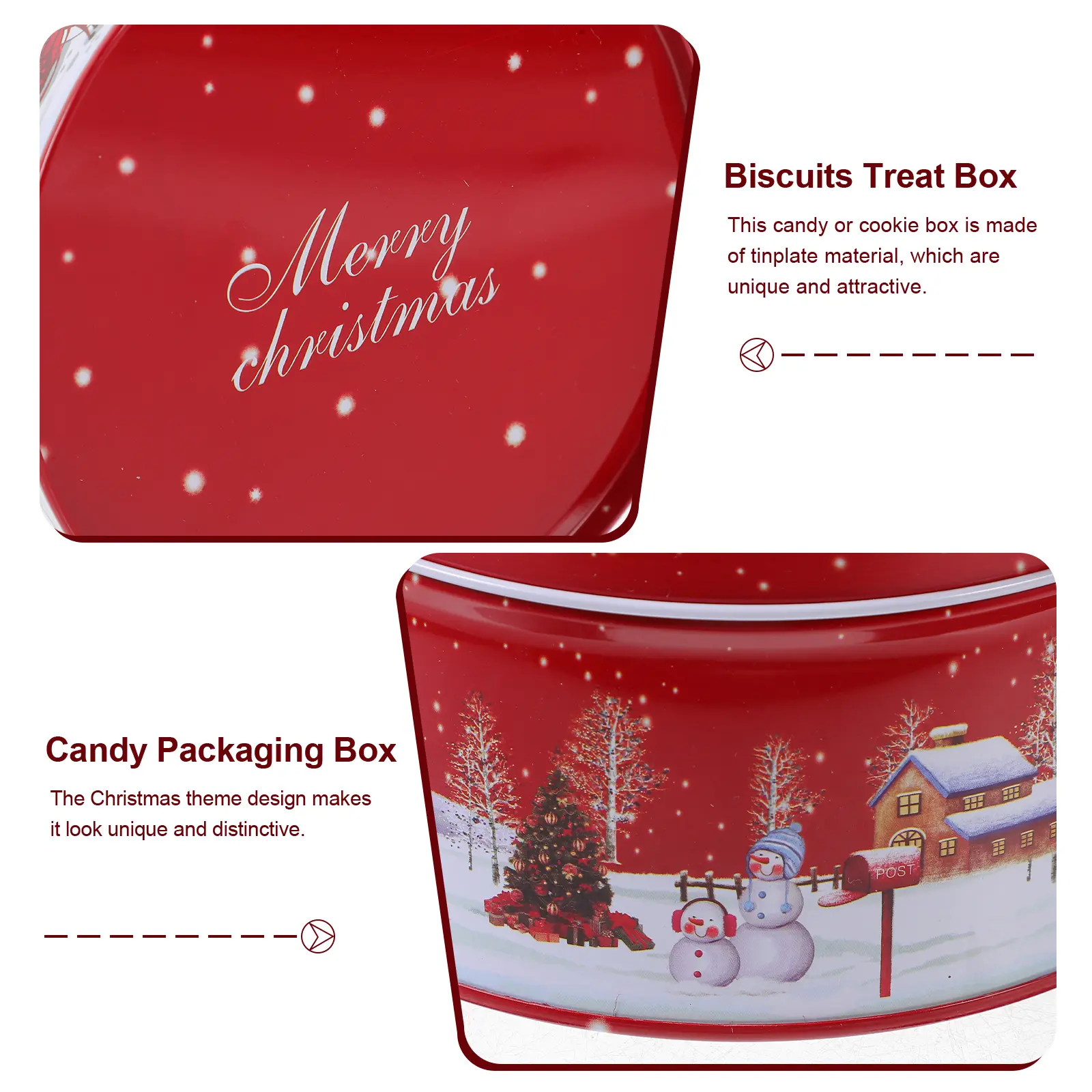 Candy Box Christmas Packaging Tin Boxes Cookie Container Holiday Tins Baked Goods Xmas Small Biscuits Treat