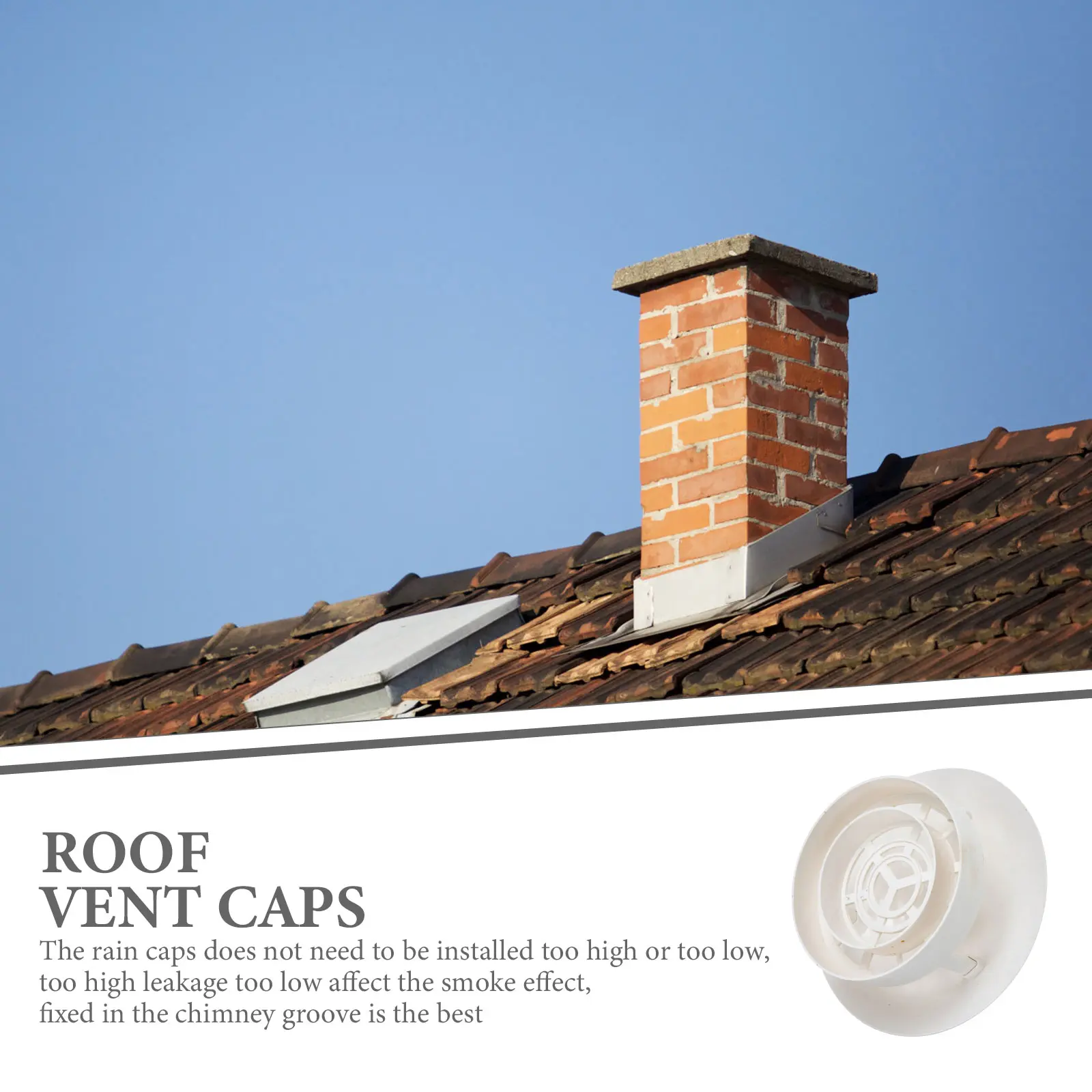 PVC Durable Rooftop Vent Rain Cover Protector Suitable for Garden Home Fireplace Chimney Windproof Rainproof Exhaust Pipe