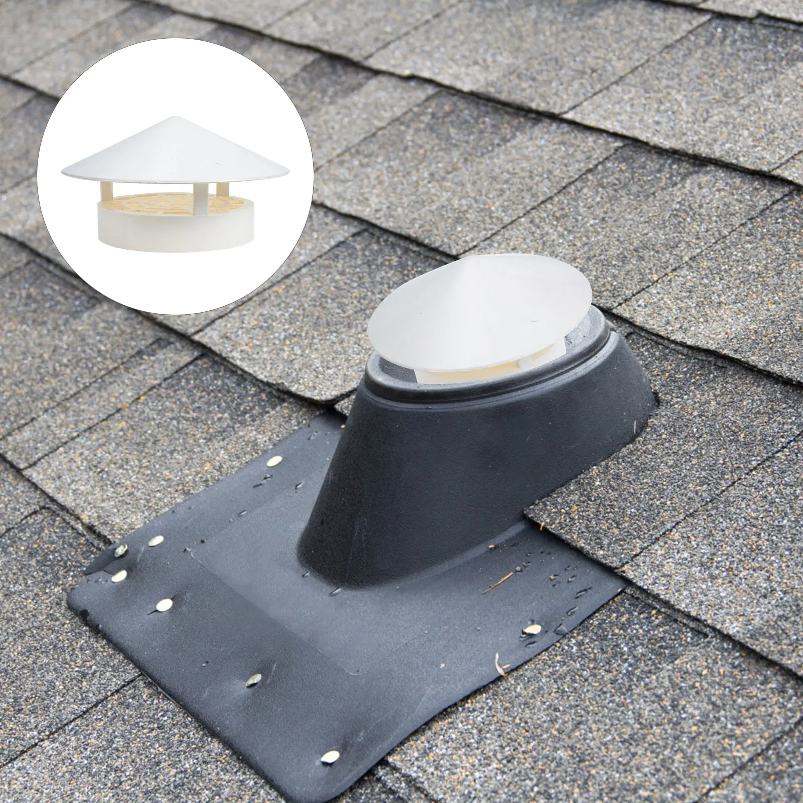 PVC Durable Rooftop Vent Rain Cover Protector Suitable for Garden Home Fireplace Chimney Windproof Rainproof Exhaust Pipe