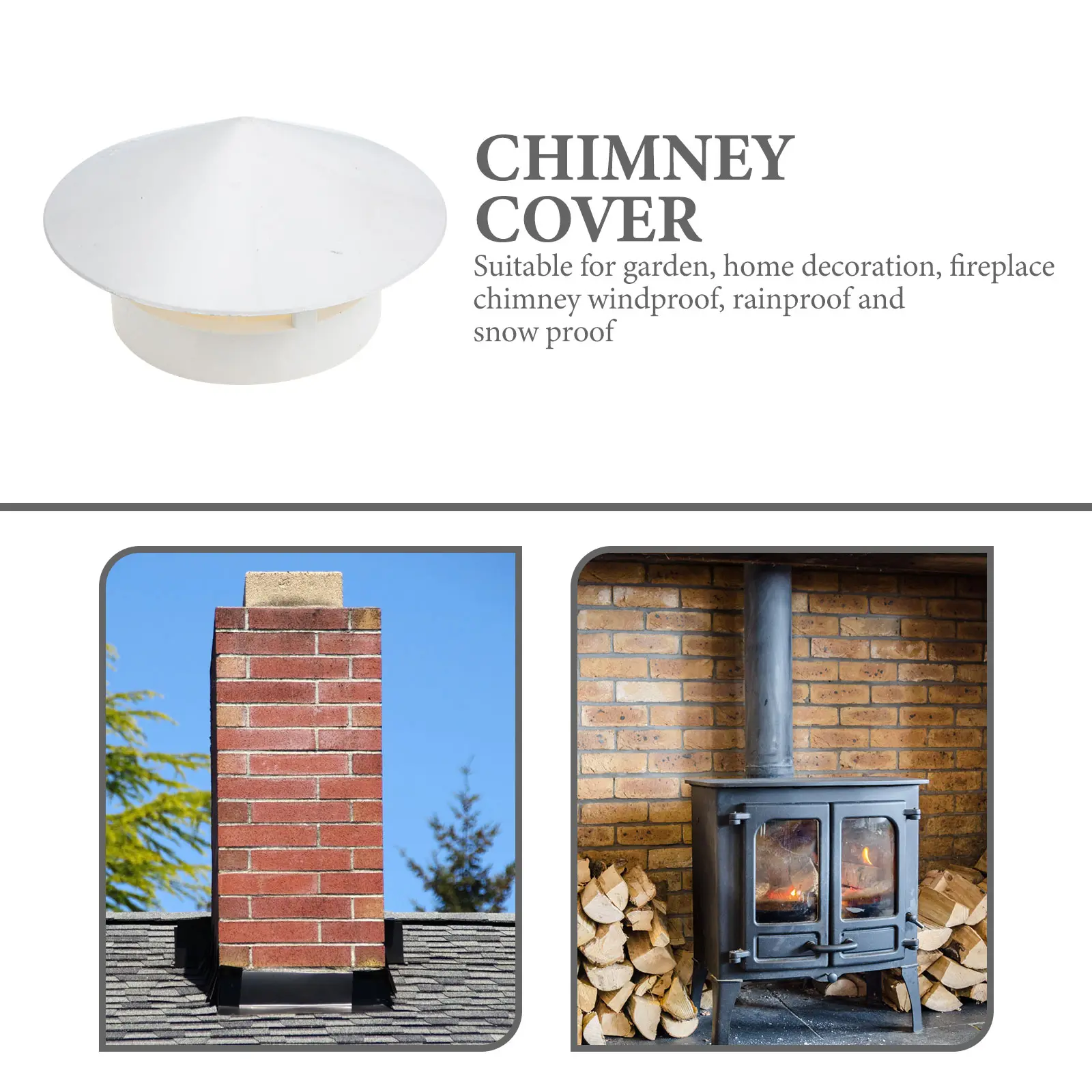PVC Durable Rooftop Vent Rain Cover Protector Suitable for Garden Home Fireplace Chimney Windproof Rainproof Exhaust Pipe