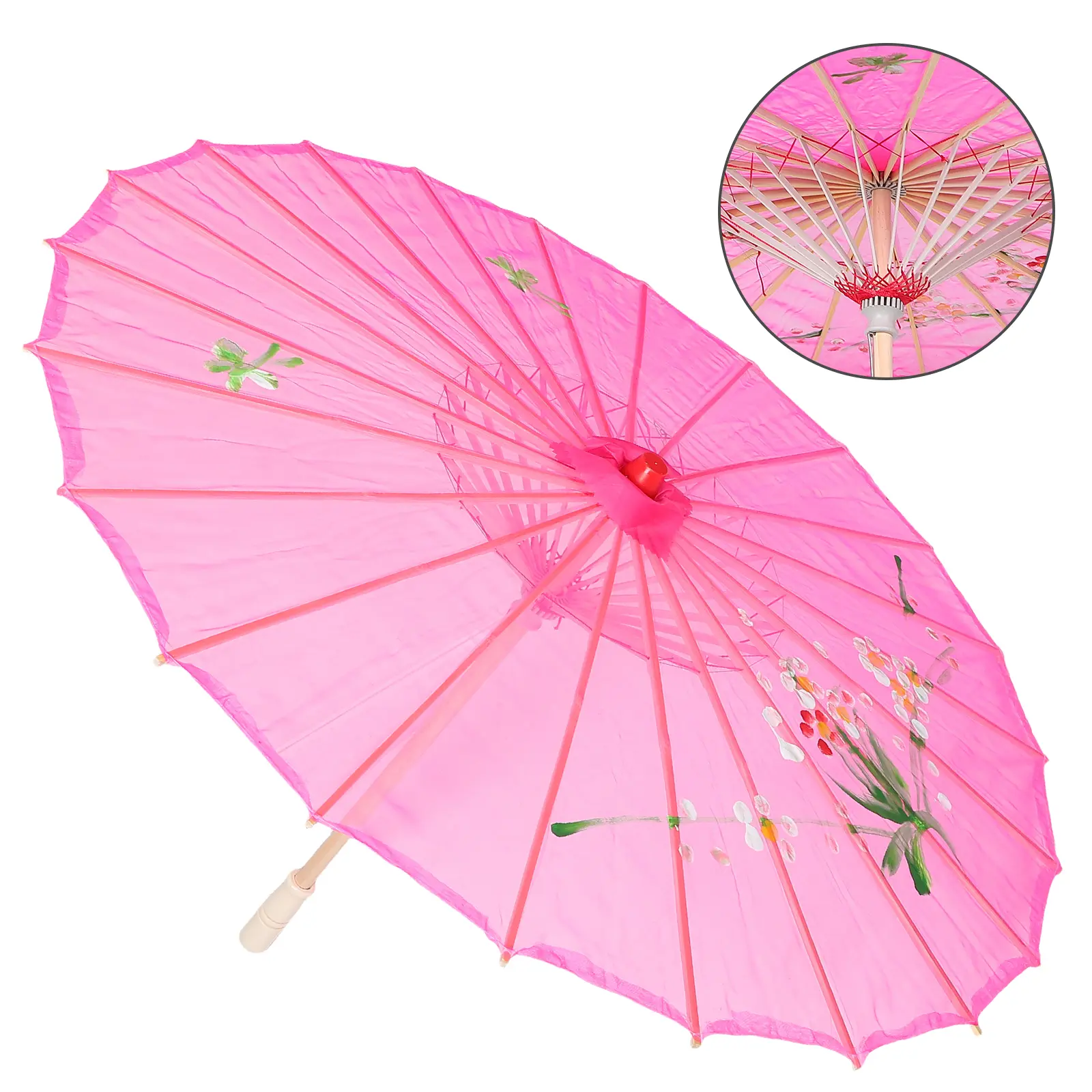 Silk Umbrella Pink Parasol Chinese Japanese Wedding Translucent Vintage Dance Prop Decorative Kids Photo Retro Folding Umbrella