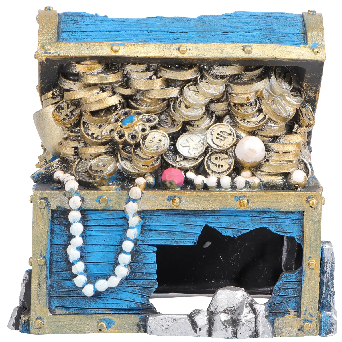 Jewelry Box Aquarium Landscaping Ornament Resin Tank Decor Natural Ceramic Bubbler Ornaments Durable Safe Fish Shelter Fish Tank