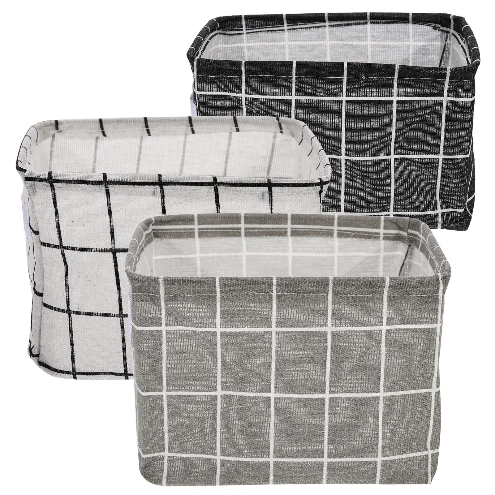 3 Pcs Material Fabric Storage Box Small Bins Cover Organizing Cloth Organization