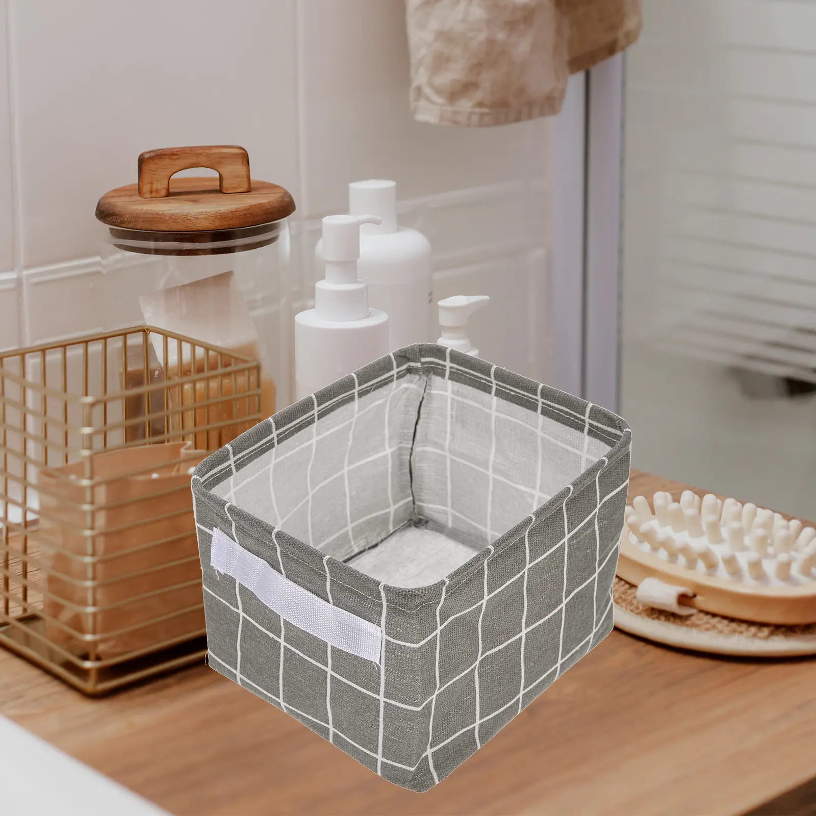 3 Pcs Material Fabric Storage Box Small Bins Cover Organizing Cloth Organization
