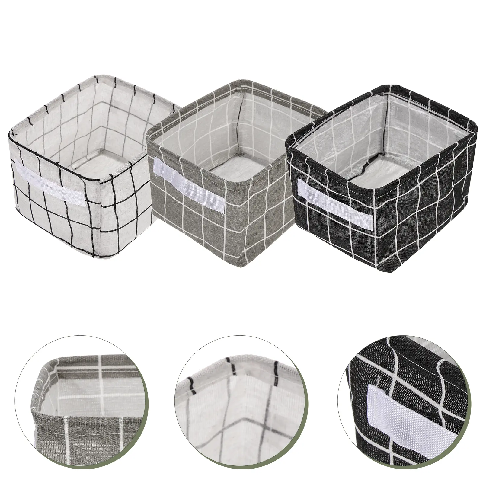 3 Pcs Material Fabric Storage Box Small Bins Cover Organizing Cloth Organization