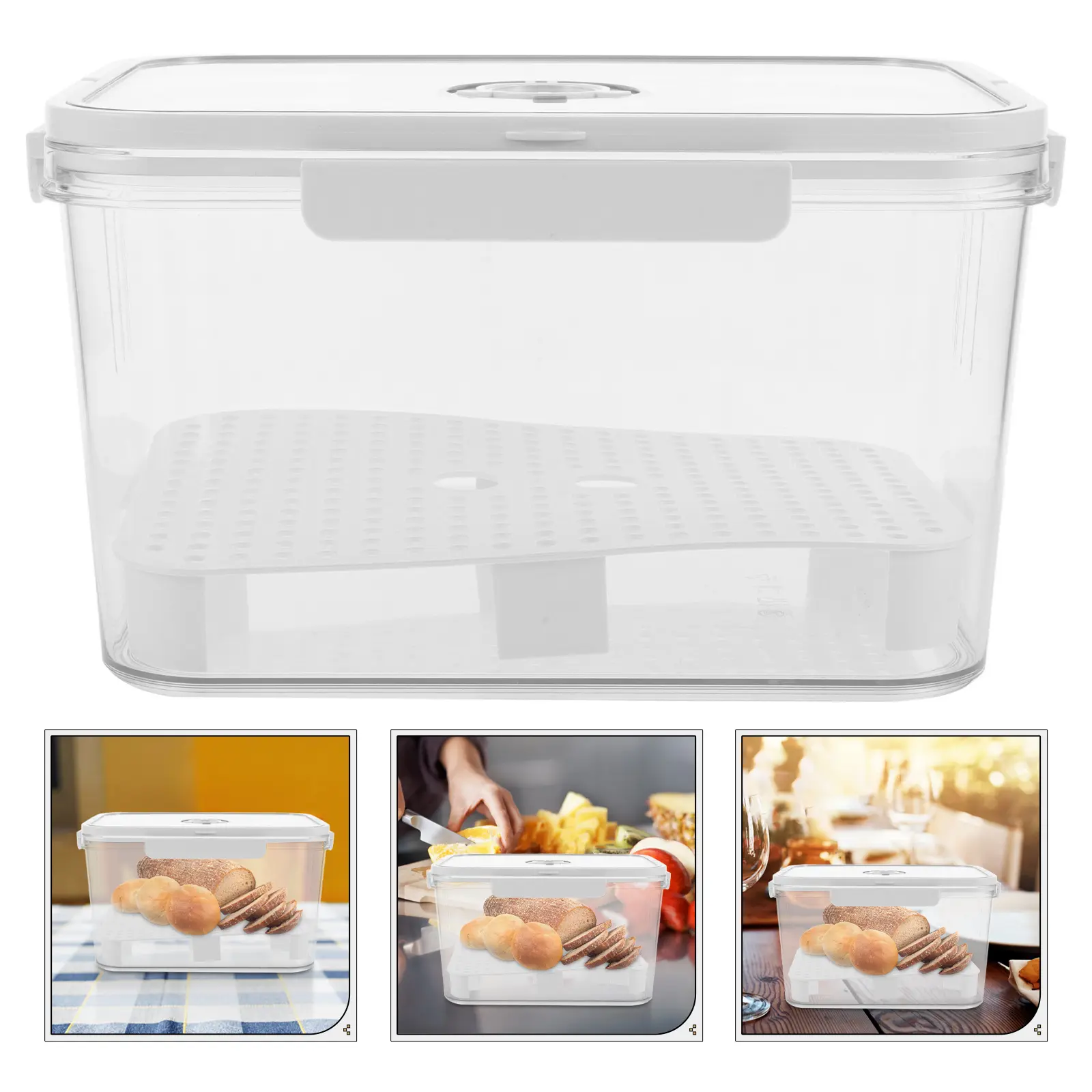 Bread Box Refrigerator Compartment Storage Airtight Bread Keeper Cookie Storage Plastic Fruit Compartment Kitchen Barware